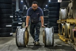 Moving of truck tire rims